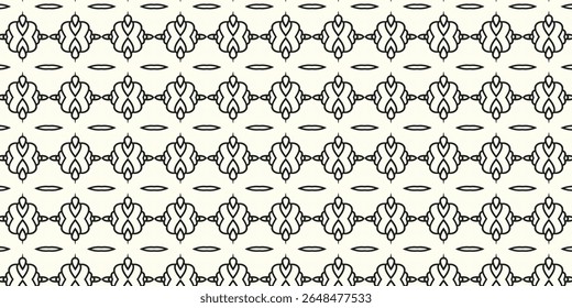 Padrão estilizado de azulejos ornamentais em preto sobre fundo claro, mostrando vintage simetria e elegância. Ótimo para design de interiores, papéis de parede ou impressões de moda.