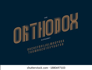 Stylized orthodox alphabet font vector