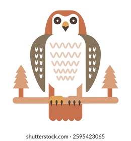 Stylized Osprey Bird Perched on Branch Vector