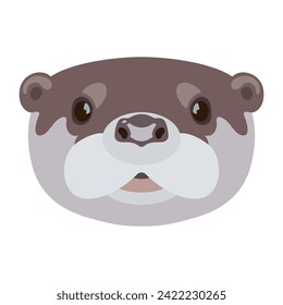 Stylized otter face. Funny animal mask. Cartoon style. Isolated vector illustration on black background.