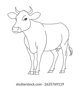 Stylized Outline of a Cow Standing in a Minimalistic Design
