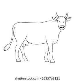 Contorno estilizado de uma vaca de pé em um design minimalista