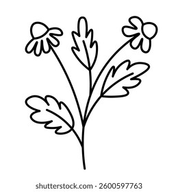 Stylized outline drawing of a flower. Simple and elegant doodle for a spring mood.