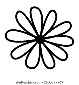 Stylized outline drawing of a flower. Simple and elegant doodle for a spring mood.