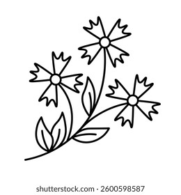 Stylized outline drawing of a flower. Simple and elegant doodle for a spring mood.