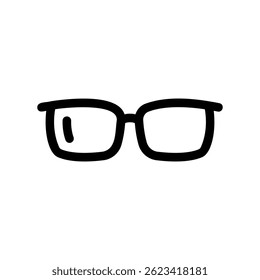 Stylized Outline Drawing of Spectacles with Rectangular Lenses