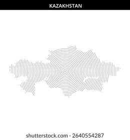 Stylized outline of Kazakhstan with concentric circular patterns.