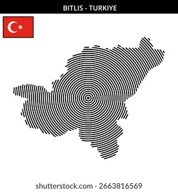 Stylized outline map of Bitlis with concentric circles
