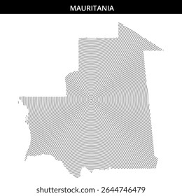 Stylized outline of Mauritania features concentric circle patterns.