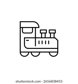 Esquema estilizado de un motor de tren de juguete aislado en blanco