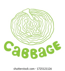 Stylized outline vector cabbage colorful isolated illustration. Organic vegetarian product. Cabbage set applicable for restaurant menu or packaging, label, print.