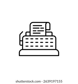 Stylized Outline Of A Vintage Cash Register With Receipt Spool