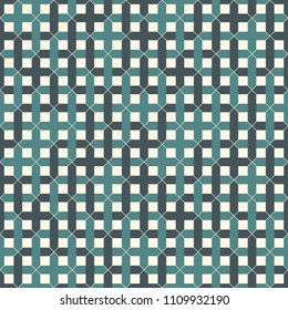 Stylized overlapping pipelines background. Seamless modern abstract surface pattern with repeated overlay geometric figures. Maze, labyrinth motif. Contemporary wicker ornament. Vector digital paper