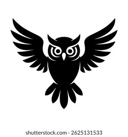 Stylized Owl in Bold Silhouette. vector: Ideal for use as a tattoo, icon, web graphic design, and infographic concepts."