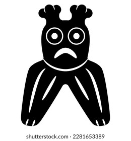 Stylized owl. Ethnic ancient Siberian design. Permian animal style. Black and white silhouette.
