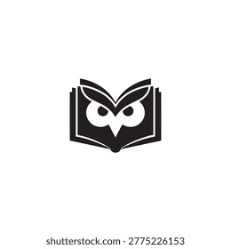 A stylized owl logo on an open book, symbolizing wisdom and education, perfect for academic or literary marketing materials.