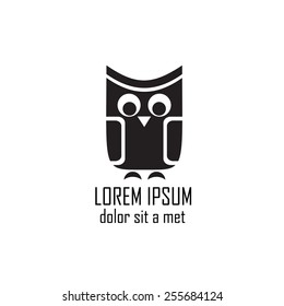 Stylized owl on white background.