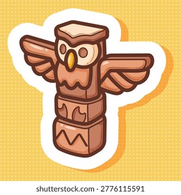 Stylized Owl Totem Pole Illustration