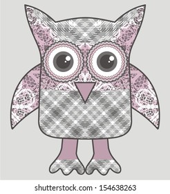  Stylized owl. Vector element for design. It can be used for decorating of invitations, greeting cards, web page, decoration for bags and clothes.