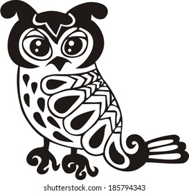 Stylized owl. Vector element for design. It can be used for decorating of invitations, greeting cards, web page, decoration for bags and clothes. 