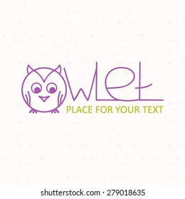 Stylized owlet. Logo. Vector illustration.