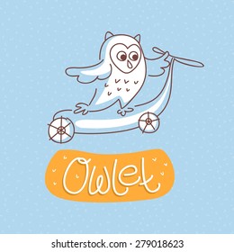 Stylized owlet scooter. Logo. Vector illustration.