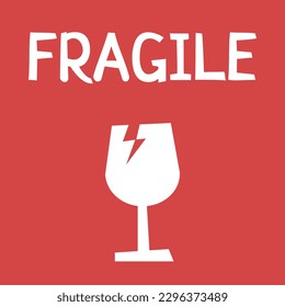 Stylized Package Parcel Label Vector Post Sticker Warning Symbol: Fragile