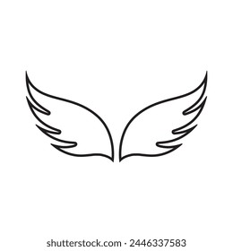 A stylized pair of wings in a black and white logo design.