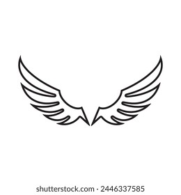 A stylized pair of wings in a black and white logo design.