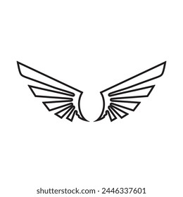 Un par de alas estilizadas en un diseño de logotipo en blanco y negro.
