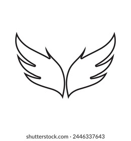 A stylized pair of wings in a black and white logo design.