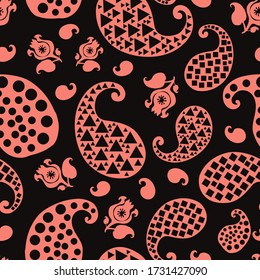 Paisaje estilizado sobre el patrón transparente del vector negro para decoración, envoltura, textil.