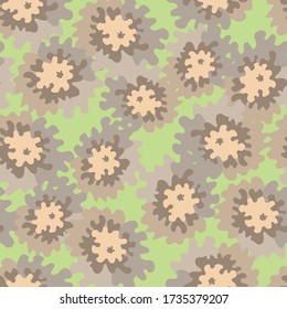 Stylized pale flowers vector seamless pattern for decoration, wrapping, textile