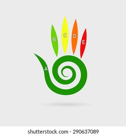 stylized palm Energy Performance Scale. Energy efficiency