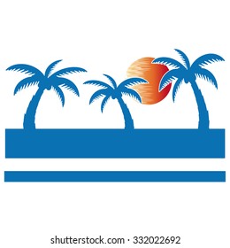 Stylized palm on solar background