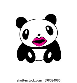 stylized panda with pink lips