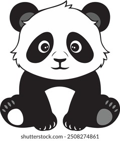 Stylized Panda Silhouette in Unique Vector Art Design, teddy icons