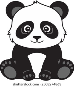 Stylized Panda Silhouette in Unique Vector Art Design, teddy icons