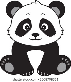 Stylized Panda Silhouette in Unique Vector Art Design, teddy icons