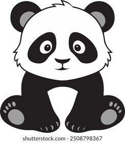 Silhueta de panda estilizada em design de arte vetorial único, ícones de pelúcia
