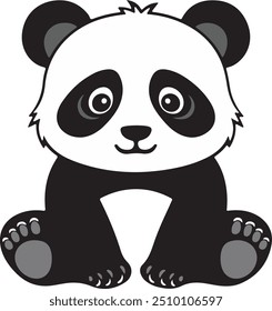 Stylized Panda Silhouette in Unique Vector Art Design, teddy icons