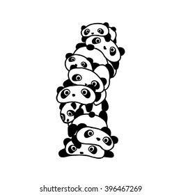 stylized panda stacked in a pyramid