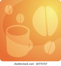 Stylized panel design illustration of coffee beverage