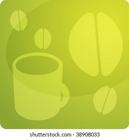 Stylized panel design illustration of coffee beverage
