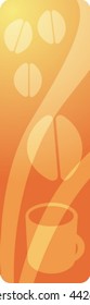 Stylized panel design illustration of coffee beverage