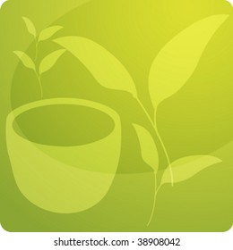 Stilisierte Paneeldesign-Illustration von grünem Tee