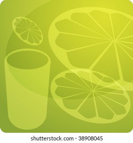 Stylized panel design illustration of orange juice