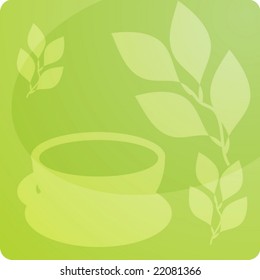 Stylized panel design illustration of tea beverage
