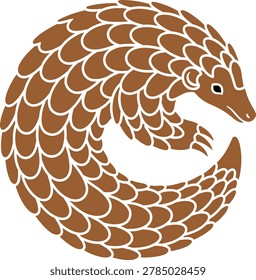 Stylized pangolin illustration in circular design