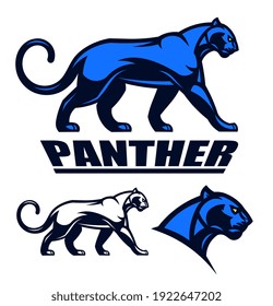 Stylized panther emblem set on the white background. Can be use as mascot. 